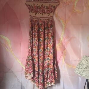 Floral Maxi Skirt - Pink and Red